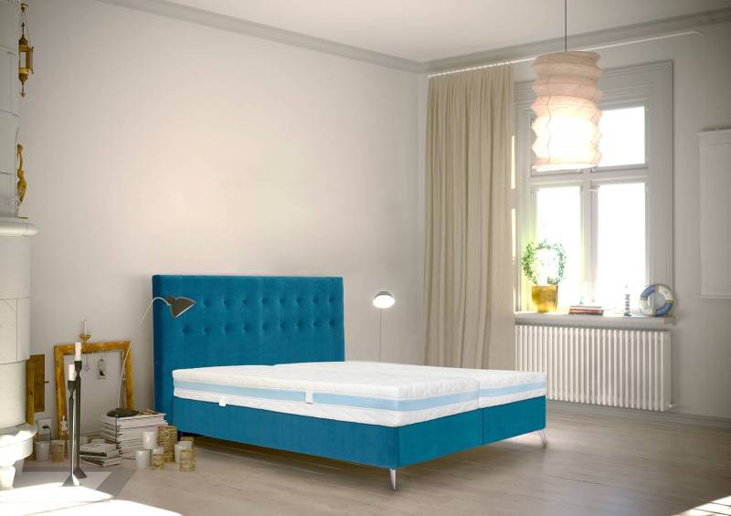 home24 Boxspringmatratze Calmbach mit Topper 90 x 200cm H2 hochwertiger ALOE VERA-Doppeltuchbezug 63 % Polyester, 37 % Baumwolle 7-Zonen von home24