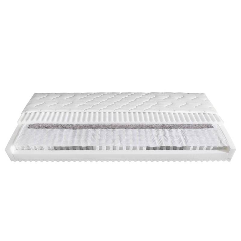 home24 Tonnentaschenfederkernmatratze Smaragd 140 x 200cm H2 Mischgewebe Weiß von home24