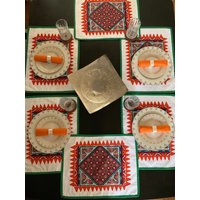 Handgemachte Aztec Tischset Mit Stoffservietten Und Dekorative Gewebe Box Cover, Bunten Tischset, Block Gedruckt-Platz-Matte von MalihasHemsNGems