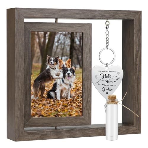 Gedenk-Bilderrahmen für Haustiere, drehbar, 10,2 x 15,2 cm, mit Tierhaaren, Gedenkglasflasche, Haustierverlust, Geschenk für den Verlust von Katze oder Hund (You were my favorite hallo and hardest von Malihome