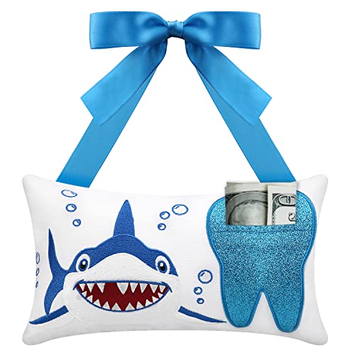 Malihome Zahnfee-Kissen mit Tasche für Mädchen und Jungen, Kinder-Zahnkissen, Zahnfee-Geschenke, Zahn-Andenken-Beutel, 21,8 x 12,2 cm (für Jungen) von Malihome