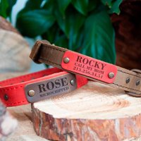 Leder Hundehalsband Personalisiert, Rot Braun Junge Mädchen, Stand Mit Ukraine, Personalisiertes Namensschild, Aus Leder Hundehalsband Personalisiert, Rot Braun Junge Mädchen, Stand Mit Ukraine, Personalisiertes Namensschild, Aus von MalinaLeatherCrafts