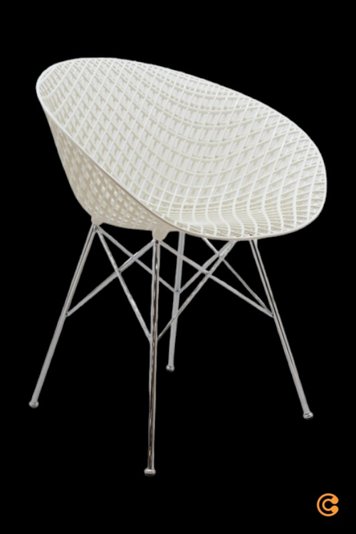 B-Ware Kartell Smatrik Stuhl Esszimmerstuhl Küchenstuhl Designerstuhl Verchromt Weiß B-Ware Kartell Smatrik Stuhl Esszimmerstuhl Küchenstuhl Designerstuhl Verchromt Weiß von Malindo-Dummy
