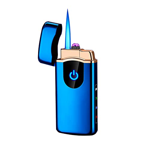 Jet Flame Fackel Feuerzeug, Dual Arc Feuerzeug 2 in 1 USB wiederaufladbare Feuerzeug, ideal für Feuer, BBQs, Feuerwerk（No Gas） (Blue) von Malisseladi