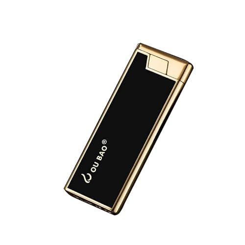 Slim Jet Torch Lighter, Metal Drawing Lighter, Wheel Flint Ignition Portable Slim Lighter with Adjustable Flame Dial, Great Gift for Men for Birthday, Christmas (Gold Black) von Malisseladi