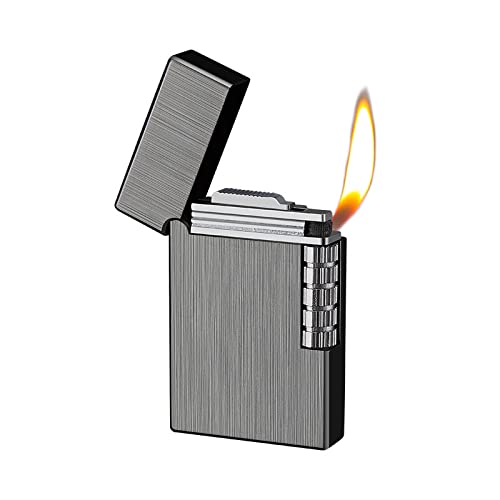 Soft Flame Feuerzeug, Traditionelle Flamme Zigarrenfeuerzeug mit Einstellbarer Flamme Zifferblatt, vertikale Zündung Roller, Metall Zeichnung Feuerzeug (Black) von Malisseladi