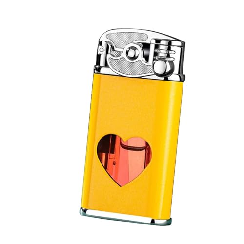 Torch Lighter Jet Flame Nachfüllbares Butan Winddichtes tragbares Feuerzeug mit einstellbarem Flammenrad Retro Rocker Arm Ignition Lighter Metal Drawing Lighter for BBQ, Fireworks, Camping (Gelb) von Malisseladi
