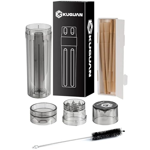 Tragbare Mühle Kegellader Kegel Rollmaschine All-in-One Kegel Fall Vorgerollte Kegel Kunststoff Gewürzmühle mit magnetischer Oberseite (12 Vorrollkegel enthalten) (Schwarz) von Malisseladi
