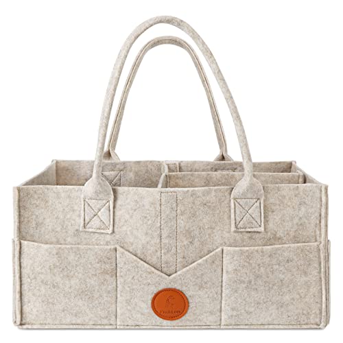 Maliton Wickeltisch Organizer, Baby Windel Caddy Newborn Essentials, Robuster Tragbarer Filztasche, Baby Aufbewahrungskorb mit Herausnehmbaren Fächern, Windeltasche als Babyparty Gutes Zeug, Khaki von Maliton