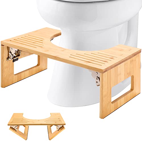MallKing Toilettenhocker Erwachsene aus Bambus, Klohocker, Kackhocker, 7 Zoll, Toilettenhocker Klappbar, Töpfchenhocker, Badezimmerhocker mit Rutschfester Matte für Erwachsene, Natur MallKing Toilettenhocker Erwachsene aus Bambus, Klohocker, Kackhocker, 7 Zoll, Toilettenhocker Klappbar, Töpfchenhocker, Badezimmerhocker mit Rutschfester Matte für Erwachsene, Natur von MallKing