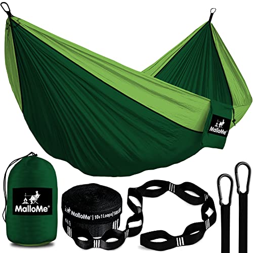 MalloMe Doppel Hängematte(300 x 200cm) Ultraleichte Reise Camping Hängematten für Outdoor 2 Personen Atmungsaktives Wasserdichtes Fallschirm-Nylon, inkl. Karabiners -Hammock für Camping, Reise, Garten von MalloMe