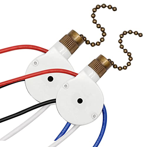 Malloy 2 STÜCKE Deckenventilator Lichtschalter ZingEar ZE-208S E89885 3-Gang-4-Draht-LüFterschalter Zugkette, LüFterlichtschalter, Bronze von Malloy