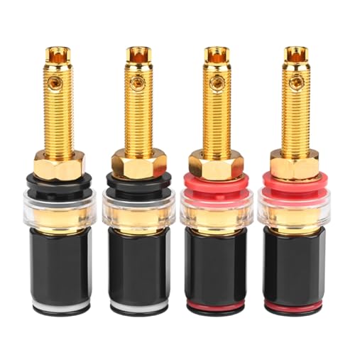 Malloy 4-Teilige Hifi-Lautsprecherklemmen-Anschlussklemme, Reines Kupfer, Vergoldet, Verstärker-Anschlussteile, Zubehör für Weibliche Bananenstecker von Malloy