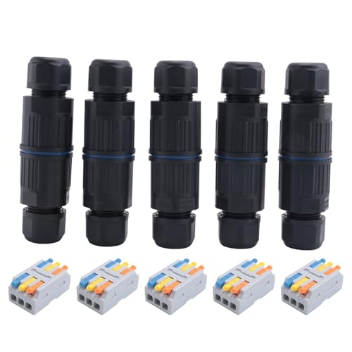Malloy 5 Stück Wasserdichte IP68-Anschlussdose, Elektrischer Kabelanschluss für Den Außenbereich für 3,5–10 mm Drahtbereich (AC 250 V, 16 A), 4-Polig, Langlebig, Einfache Installation von Malloy