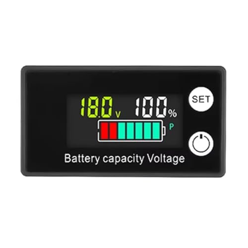Malloy Batterie-Voltmeter DC 8-100 V Kapazitätsanzeige Leistungsmesser Lithium LiFePO4 Blei-Säure-Zelle 12 V 24 V 48 V LCD-Bildschirm C von Malloy