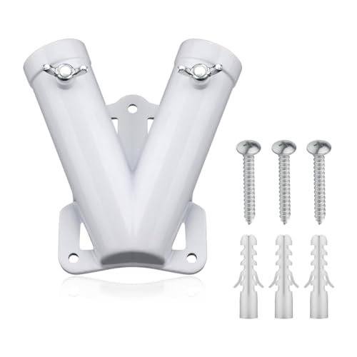 Malloy Doppelter Fahnenmasthalter, V-Förmiger Fahnenmasthalter Aus Aluminiumlegierung Zur Wandmontage, Winddichte Fahnenhalterung von Malloy