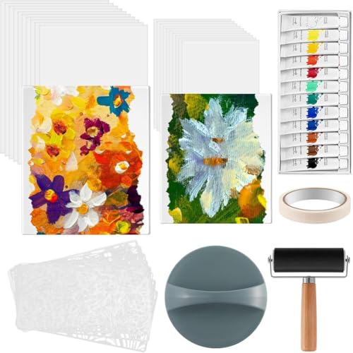 Malloy Geldruckplatten-Set, Komplettes Druckset mit 8 X 10, 5 X 7 -Druckpapier und Acrylfarbe von Malloy