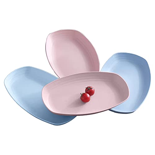 Maloftars Speiseteller Set Geschirr Teller Servierplatte Servierteller rechteckige Teller für Pasta Brot Jause Salat 4 Stück 29,5*18*3,5cm Kombinationspaket Blau und Rosa von Maloftars