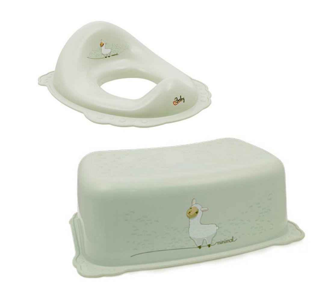 Maltex Baby-Toilettensitz 2 Teile Set - LAMA Lindgrün - HH - Antirutsch Toilettentraining, ** WC Aufsatz + Hocker** von Maltex