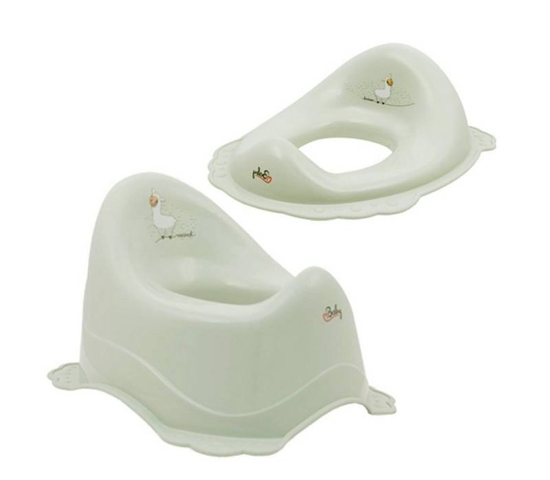 Maltex Baby-Toilettensitz 2 Teile Set - LAMA Lindgrün - TP - Antirutsch Toilettentraining, == ** Topf + WC Aufsatz ** von Maltex