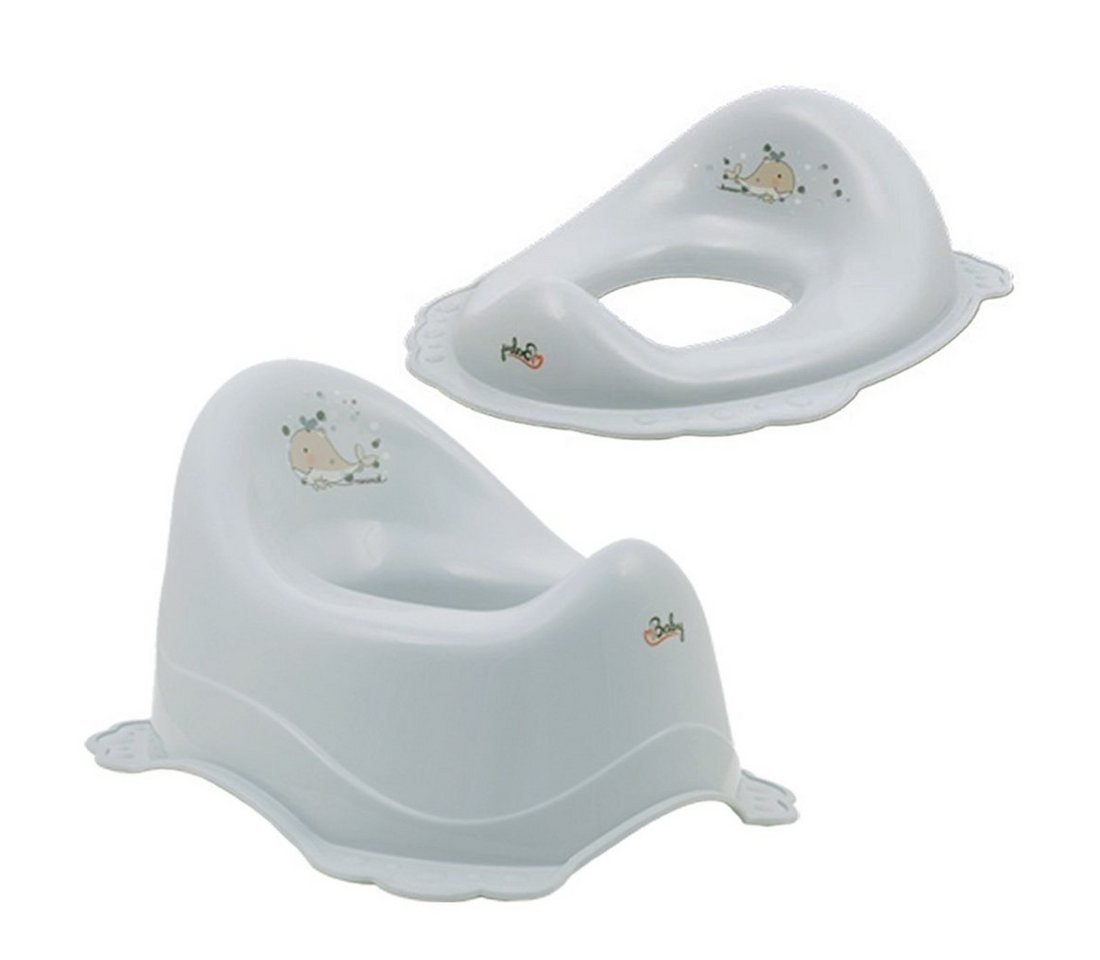 Maltex Baby-Toilettensitz 2 Teile Set - WAL Silbergrau - HH Antirutsch Toilettentraining, ***WC Aufsatz + Töpfchen*** von Maltex