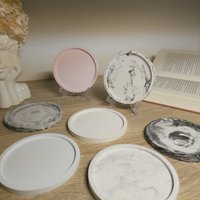 Untersetzer/ Tablet/Keramik Deko Rund Weiß Rosa Marmoriert/ Hellblau Keraflott Kerzenschale Untersetzer/ Tablet/Keramik Deko Rund Weiß Rosa Marmoriert/ Hellblau Keraflott Kerzenschale von MaluHandmade2024