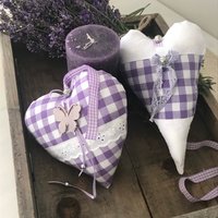 Deko Stoff Herzen 2 Er Set Lavendel Lila Nostalgie von MalwineDesign