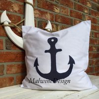 Kissenbezug Mit Anker Weiß 50x50 Maritime Stil Kissenbezug Mit Anker Weiß 50x50 Maritime Stil von MalwineDesign