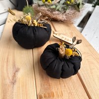 Kürbis 2Er Set Leinen Schwarz Skandi Herbstdeko von MalwineDesign