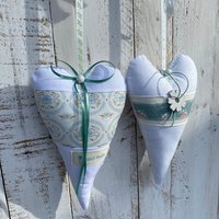 stoffherzen Frühlingsdeko Dekoherz in Shabby Landhausstil von MalwineDesign