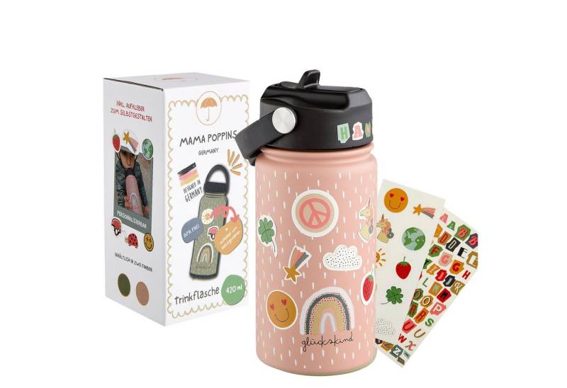 Mama Poppins Germany Trinkflasche Kinder Trinkflasche Edelstahl 420ml von Mama Poppins Germany