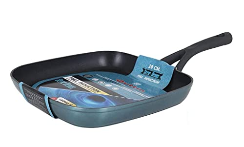 Mama Rossi Grillpfanne Steakpfanne 28cm eckige Form Induktion blau metallic von Mama Rossi