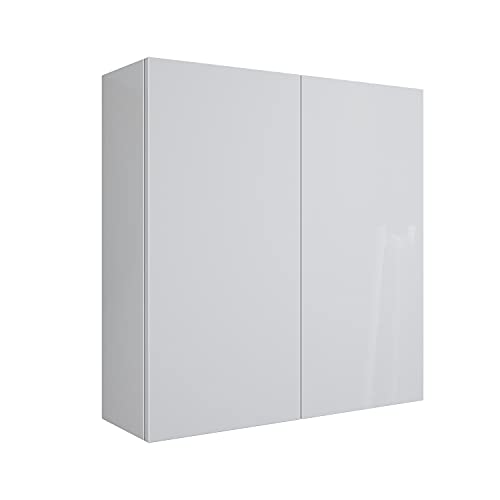 Mama Store ERA Hängeschrank mit 2 Türen und Push-and-Pull-Öffnungssystem, laminiert, weiß glänzend, L. 68 x T. 22 x H. 71 cm von Mama Store