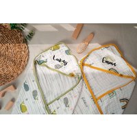 Kapuzenhandtuch | Mit Süßen Schriftzügen Aus 100% Musselin Bio-Baumwolle. 4-Lagig, 80 X cm. Schnelltrocknend, Saugfähig Und Kuschweich von MamaPoppinsGermany