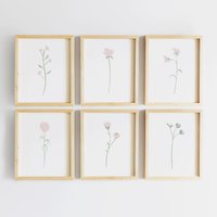 Gerahmte Aquarell Blumen | Blush Rosa Kinderzimmer Dekor Baby Mädchen Wandkunst Hellrosa Kinderzimmer-Blumen-Wand-Kunst-Drucke von MamabirdPrints