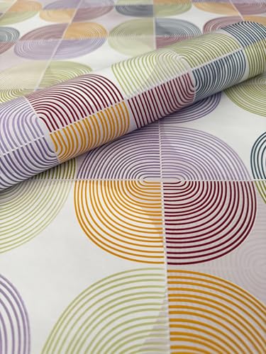 Mambo Design PVC Tischdecke Alpha Kreise bunt Meterware Wachstuch Eckig Breite & Länge wählbar abwaschbar, Größe:90 x 90 cm von Mambo Design