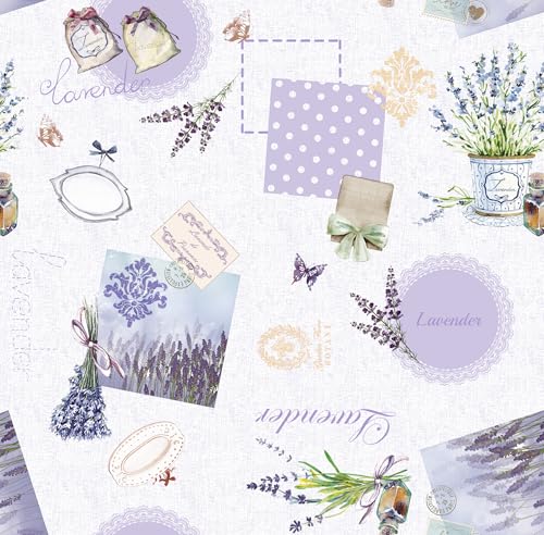 Mambo Design PVC Tischdecke Lavender Lavendel lila Flieder Weiss Wachstuch · Breite & Länge wählbar · abwaschbare Tischdecke, Größe:140 x 100 cm von Mambo Design