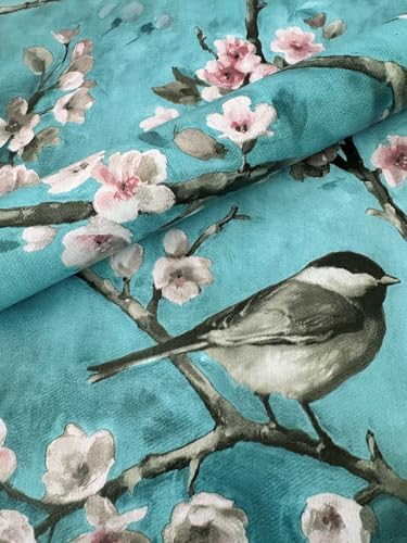 Mambo Design PVC Tischdecke Polly Vogel Türkis Wachstuch · Breite & Länge wählbar· abwaschbare Tischdecke · Kirschblüten Rosa Japan Meise, Größe:90 x 90 cm von Mambo Design
