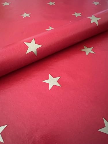 Mambo Design PVC Tischdecke Star rot Sterne Gold Wachstuch Weihnachten· Eckig · Länge & Breite wählbar · abwaschbare Tischdecke Weihnachten, Größe:130 x 120 cm von Mambo Design