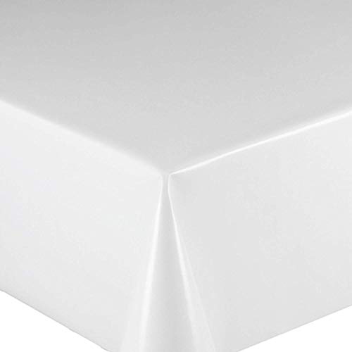 Mambo Design PVC Tischdecke Uni Weiss Wachstuch · Breite & Länge wählbar · abwaschbare Tischdecke glatt glänzend, Größe:140 x 340 cm von Mambo Design