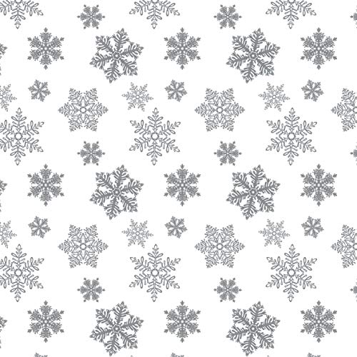 PVC Klarsichtfolie Schneeflocke Silber Weihnachten • Eckig • Länge & Breite wählbar • Transparente Tischdecke, Größe:110 x 180 cm von Mambo-Design