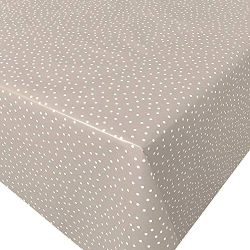 PVC Tischdecke Antonia Beige Wachstuch · Breite & Länge wählbar · abwaschbare Tischdecke · Pünktchen kleine Punkte Weiss, Größe:140 x 240 cm von Mambo-Design