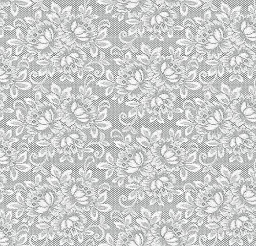 PVC Tischdecke Dantella Wachstuch • Breite & Länge wählbar • abwaschbare Tischdecke • Blumen Spitze Spitzendekor grau Weiss, Größe:140 x 340 cm von Mambo-Design