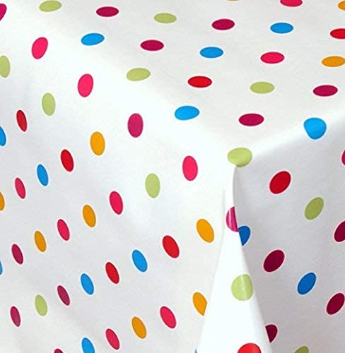 PVC Tischdecke Dottie bunt Punkte Weiss Wachstuch · Breite & Länge wählbar · abwaschbare Tischdecke, Größe:100 x 160 cm PVC Tischdecke Dottie bunt Punkte Weiss Wachstuch · Breite & Länge wählbar · abwaschbare Tischdecke, Größe:100 x 160 cm von Mambo-Design