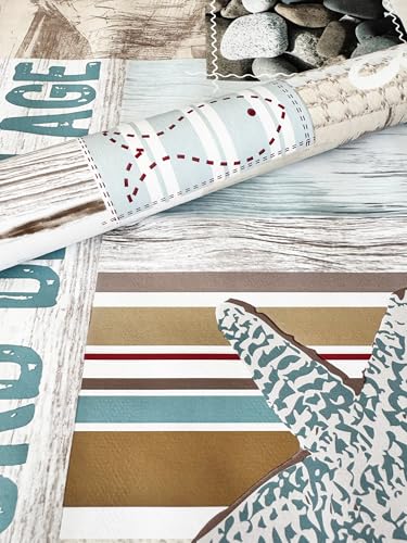 Mambo Design PVC Tischdecke Esprit Maritim Taupe Weiss Wachstuch · Breite & Länge wählbar · abwaschbare Tischdecke · Mint braun, Größe:130 x 200 cm von Mambo Design