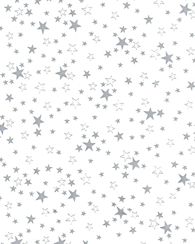 PVC Tischdecke Klarsicht Sterne Silber Ofek Weihnachten · Länge & Breite wählbar· abwaschbar · transparente Folie mit Druck, Größe:120 x 250 cm von Mambo-Design