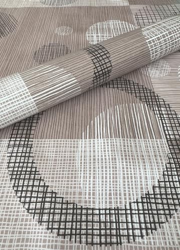 PVC Tischdecke Kreise braun Taupe beige schwarz Meterware Wachstuch Eckig Breite & Länge wählbar abwaschbar, Größe:100 x 220 cm von Mambo Design