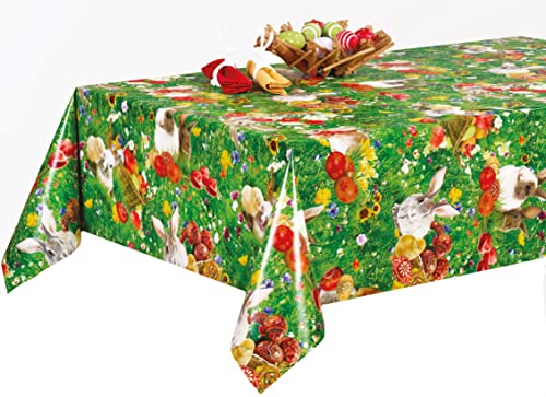 PVC Tischdecke Ostern 1 Wachstuch • Eckig • Länge & Breite wählbar • abwaschbar • Osterhase Hase Küken, Größe:90 x 90 cm von Mambo-Design