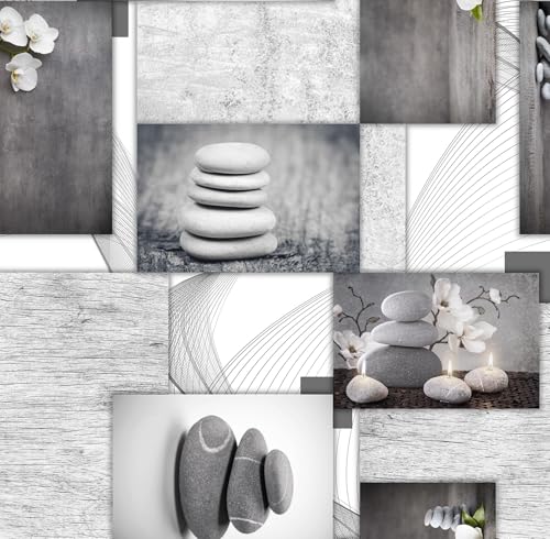 PVC Tischdecke Stone Steine Wachstuch · Breite & Länge wählbar · abwaschbare Tischdecke · grau Weiss schwarz, Größe:140 x 100 cm von Mambo Design