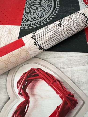 PVC Tischdecke Tirol rot beige schwarz Herz Wachstuch Eckig Länge & Breite wählbar abwaschbar, Größe:120 x 240 cm von Mambo Design